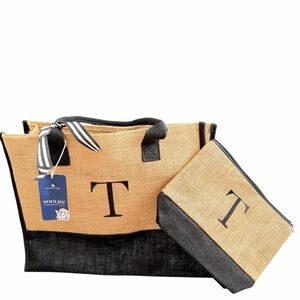 Yoolife Tan and Black Tote Bag Set